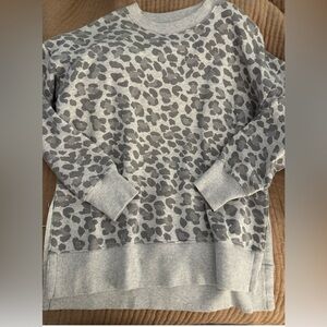 Aerie Gray Leopard Print Crewneck